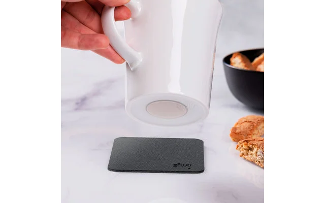 Silwy® Porzellan Magnet Henkel Tassen Inkl. Metall-Nano-Gel-Pads 2 Stück Schwarze Untersetzer – Bild 3