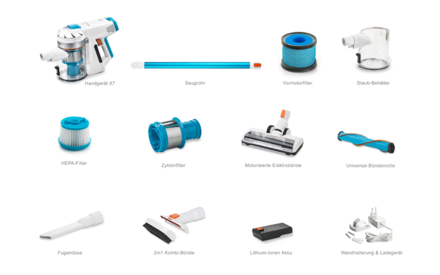 Invictus X7 Akkustaubsauger Set 14 Teilig Türkis / Weiß – Bild 3